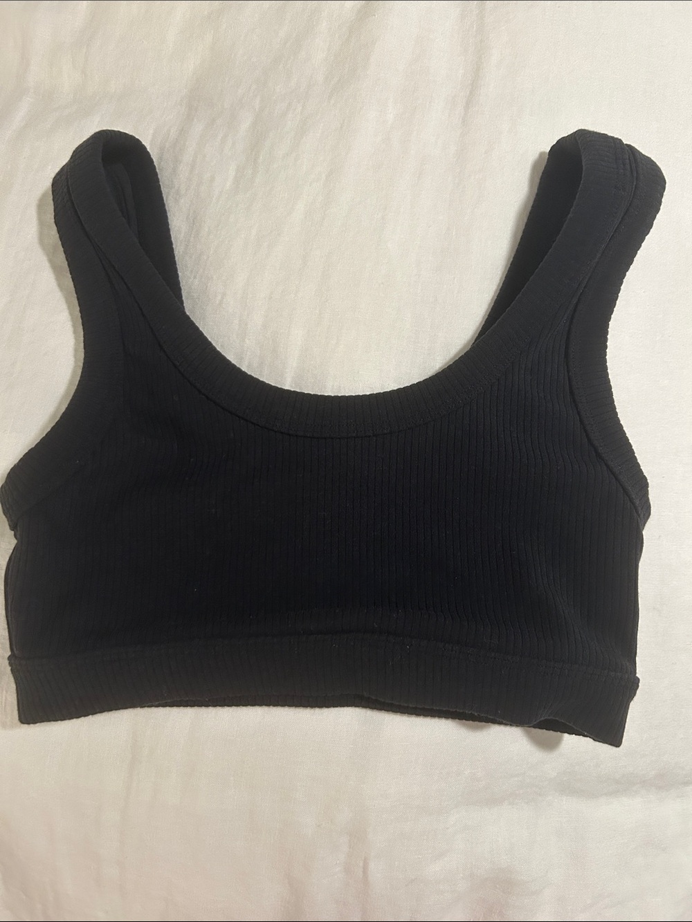 ALO Black Ribbed Scoop-Neck Sports Bra